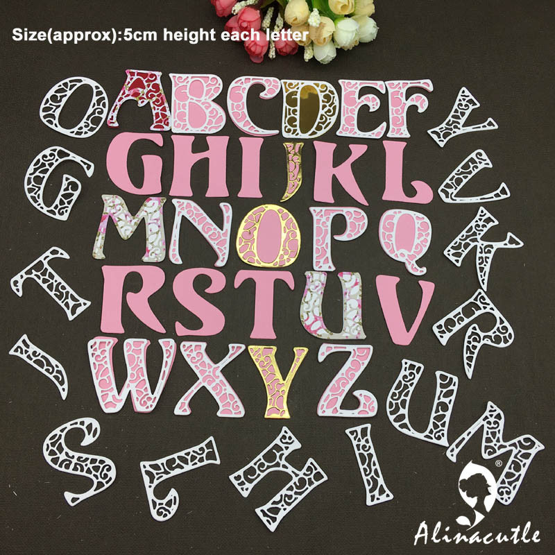 

Alinacutle METAL CUTTING DIES Cut 26PC MEGA 5CM HEIGHT ALPHABET Scrapbooking Paper Craft Card Album Punch Art Cutter