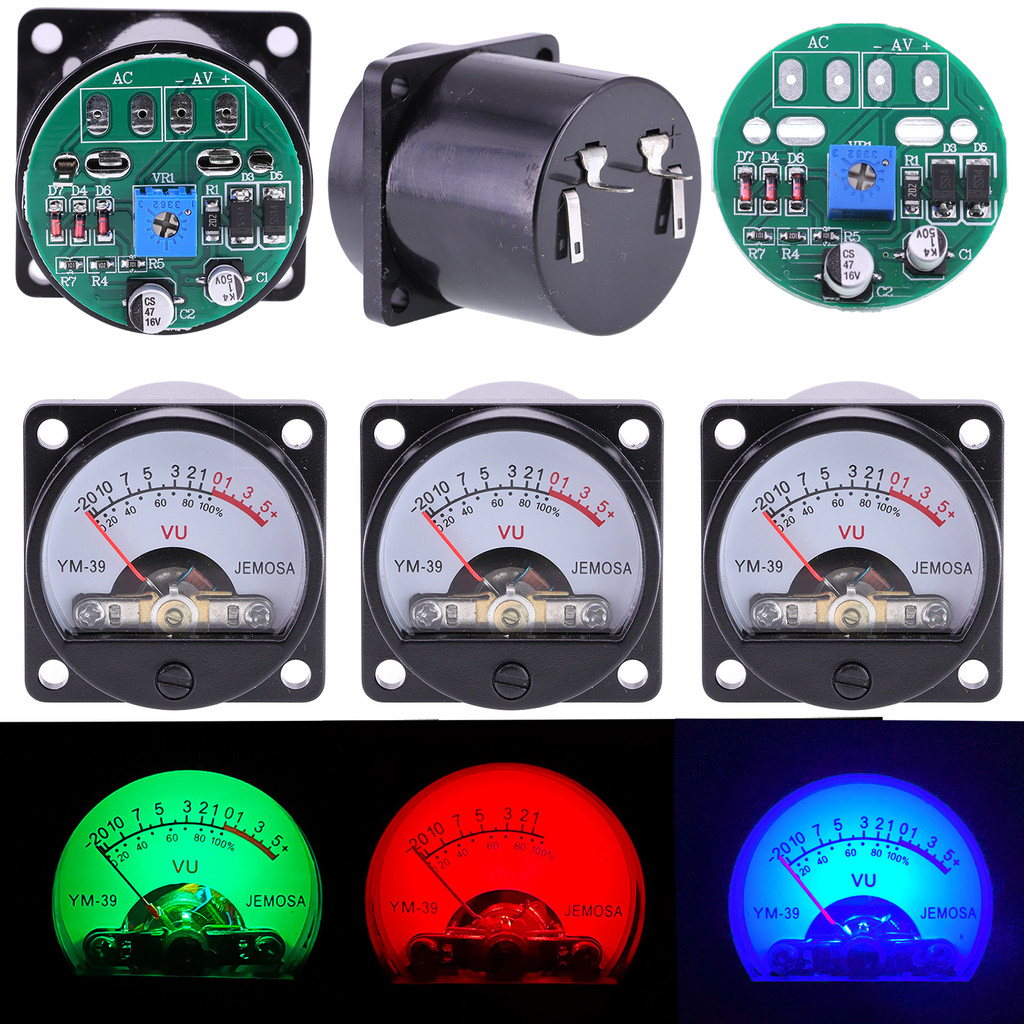2PCS 35mm Panel VU Meter 500VU  Sound pressure meter+2PCS VU level audio meter driver board DC/AC 6-