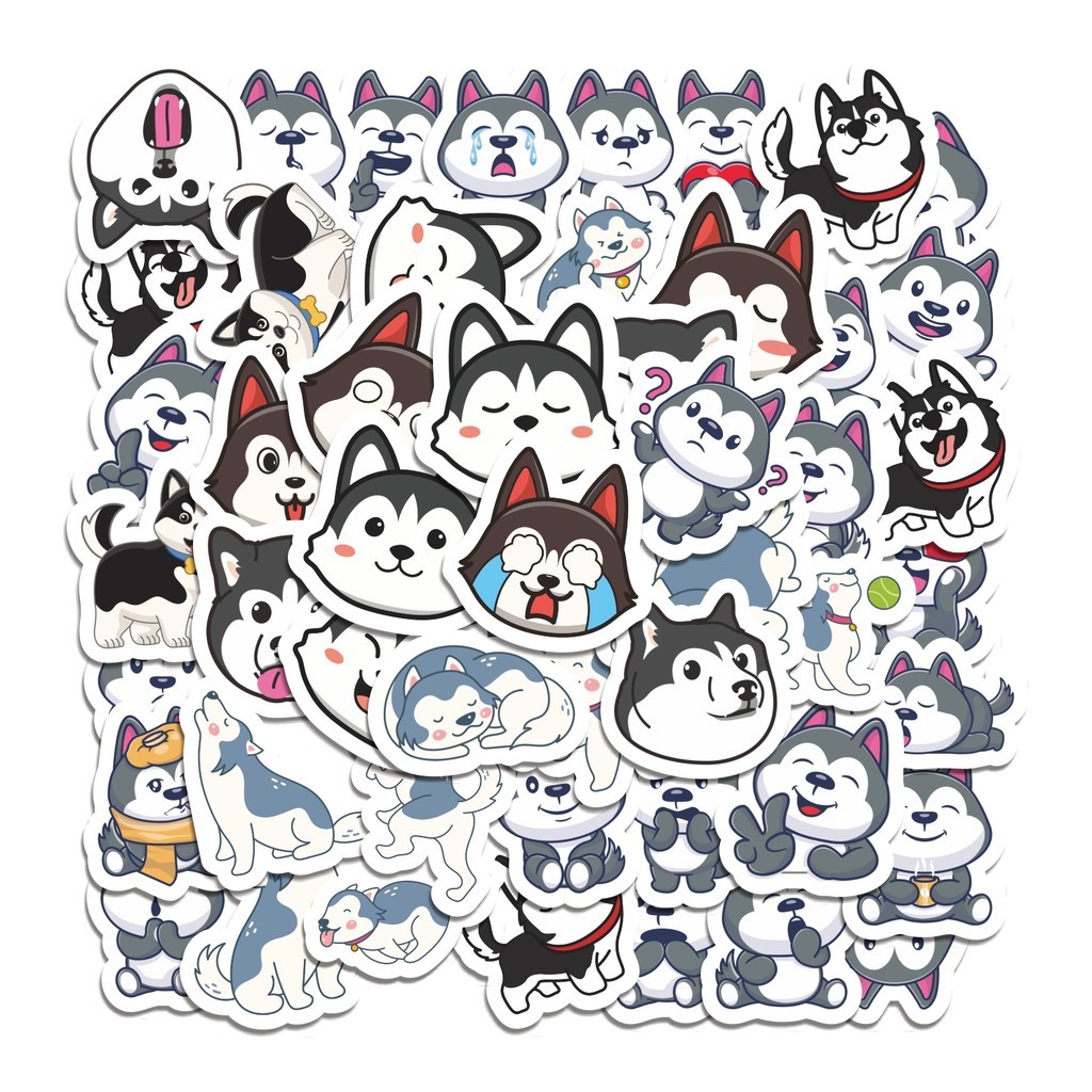 

COD 50 Pcs Stiker Siberian Husky cute Anti Air Untuk Dekorasi Notebook Sepeda Skateboard Handphone