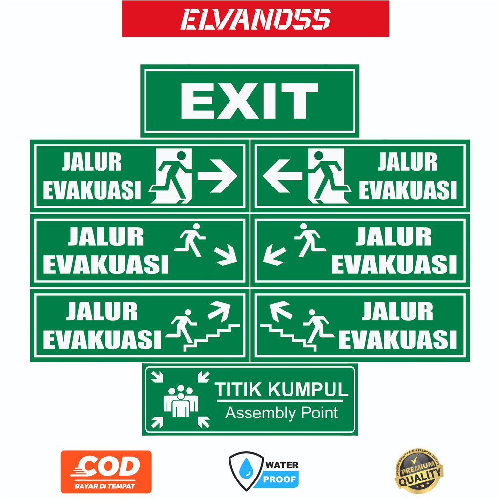 

STIKER RAMBU K3 JALUR EVAKUASI 30CM X 10CM FREE CUSTOM DESAIN STICKER