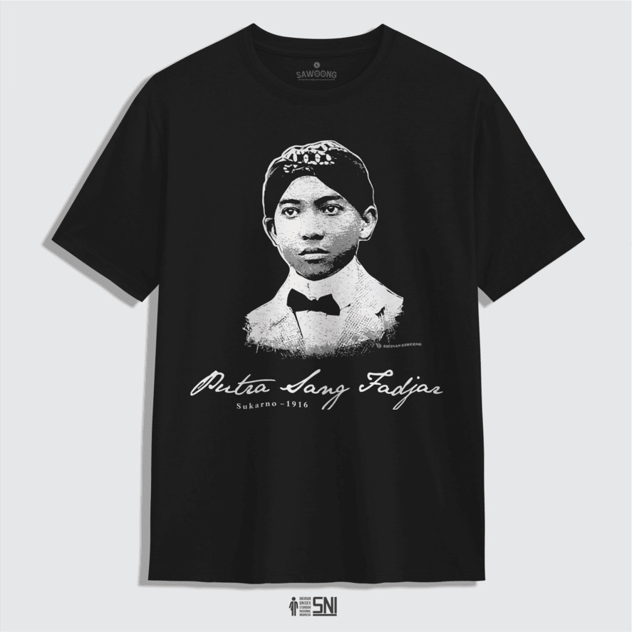 [FREE GIFT] Tshirt Sukarno Kecil Baju Kaos Distro Pria Laki Hitam BAJU COSTUM COTTON 24s
