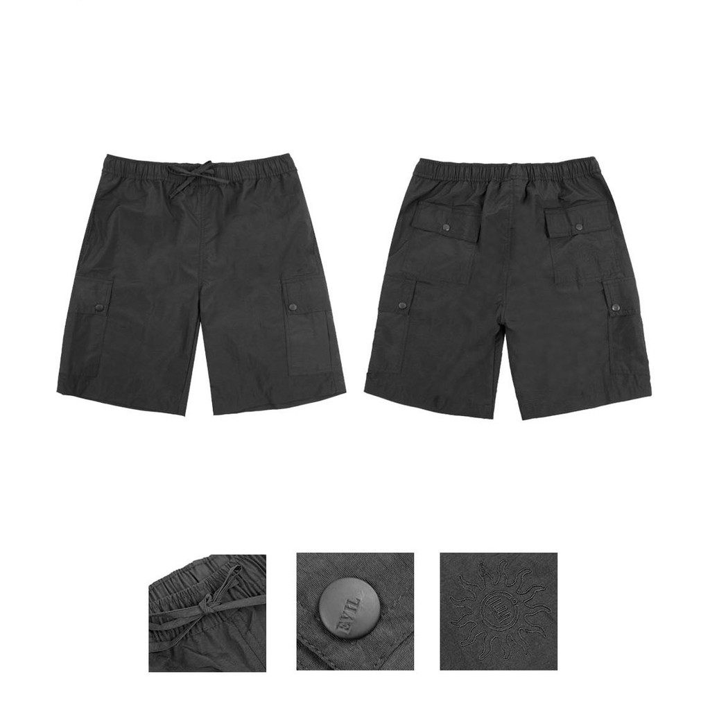 CELANA PENDEK PRIA BOARDSHORT PARASUT CARGO HITAM ORIGINAL EVIL ARMY | HOLLOW A25 BLACK
