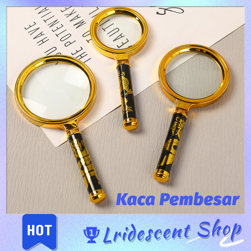 

LRI Magnifier Kaca Pembesar Motif Naga Emas ORIGINAL Lup Motif Ukir Retro Lensa Handheld Magnifier Magnifyi