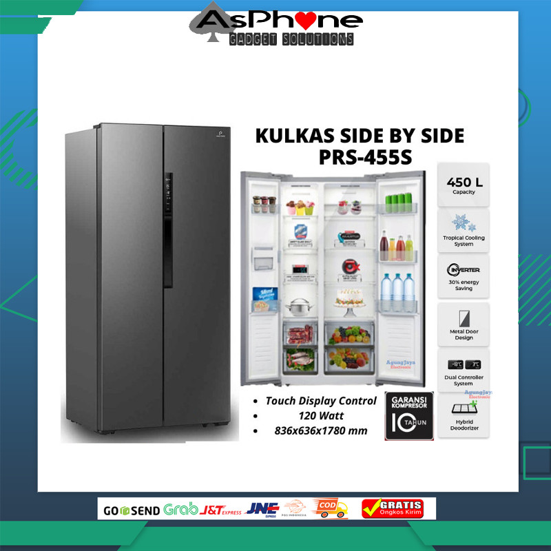 KULKAS POLYTRON PRS 455S INVERTER SIDEBYSIDE 450LITER GARANSI RESMI FREE ONGKIR BANDAR LAMPUNG