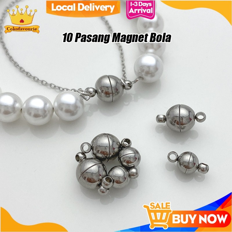 COD 10 Pasang Magnet Gelang Couple / Magnet Bola Sepasang Aksesoris untuk Kalung Gelang Gesper Lobst