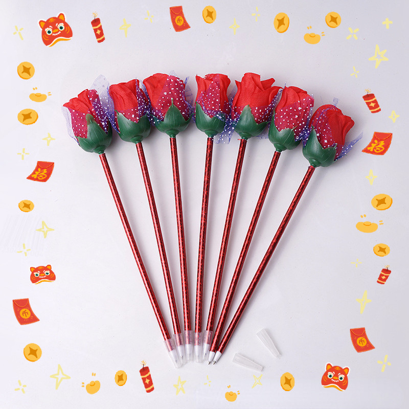 

Wholesale 24 Pcs Big Red Rose Ballpoint Pens - Perfect for Gifting and Personal Use Valentine's Day Flower