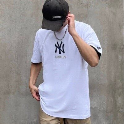 Kaos NEW ERA TSHIRT MLB BIG LOGO NEYYAN BLK WHITE EDITION  - GENUINE