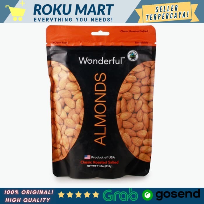 

Wonderful Almond Classic Roasted Salted Snack 168 gr Kacang Import