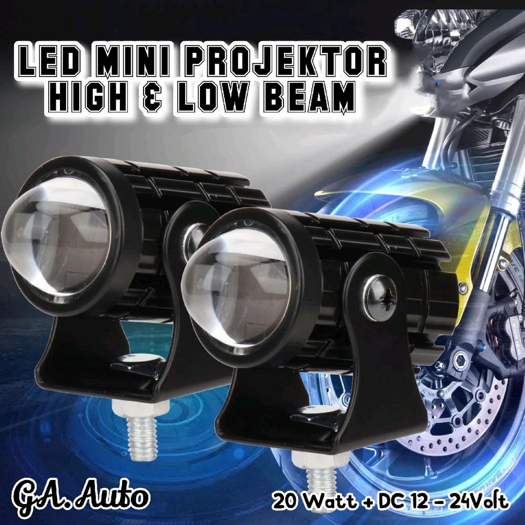 Lampu Tembak Sorot Mini Projektor V12 20Watt 2 Warna Putih Kuning Mini