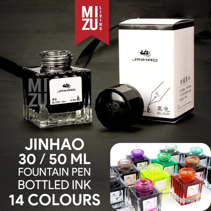 

[Ori] JINHAO 5001 Fountain Pen Ink 50ML Bottle Tinta Pen Water Resistant - 50ML BLUE BLACK