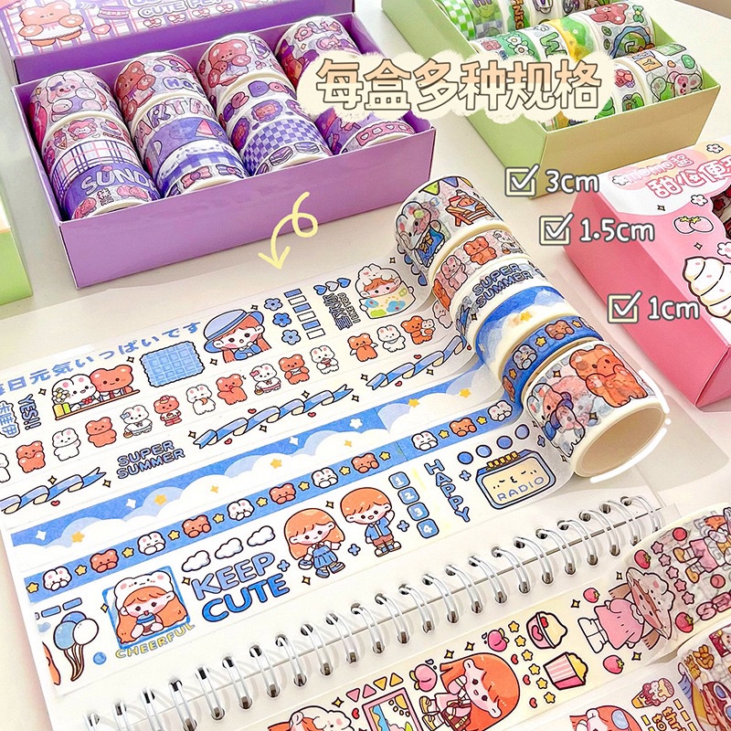 

1A. 20roll/box Kartun Gadis Washi Tape Set Lucu - Kartun Tangan Akun Stiker Hias - Tape Perlengkapan Alat Tulis 20 PCS - 20 Roll Washi Tape - Washi Tape Paketan - Washi Tape Murah - Hadiah Ulang Tahun Anak-anak