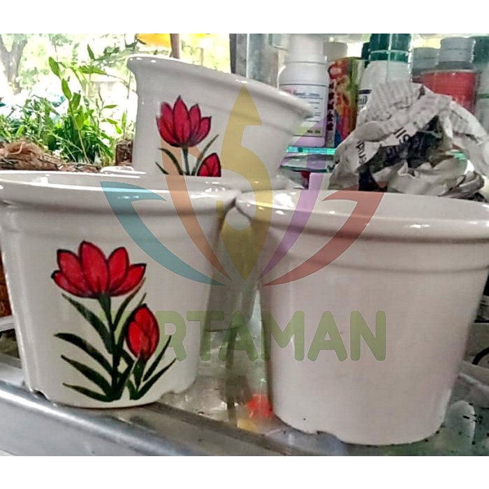 Pot Tanaman Keramik Bulat Diameter 13