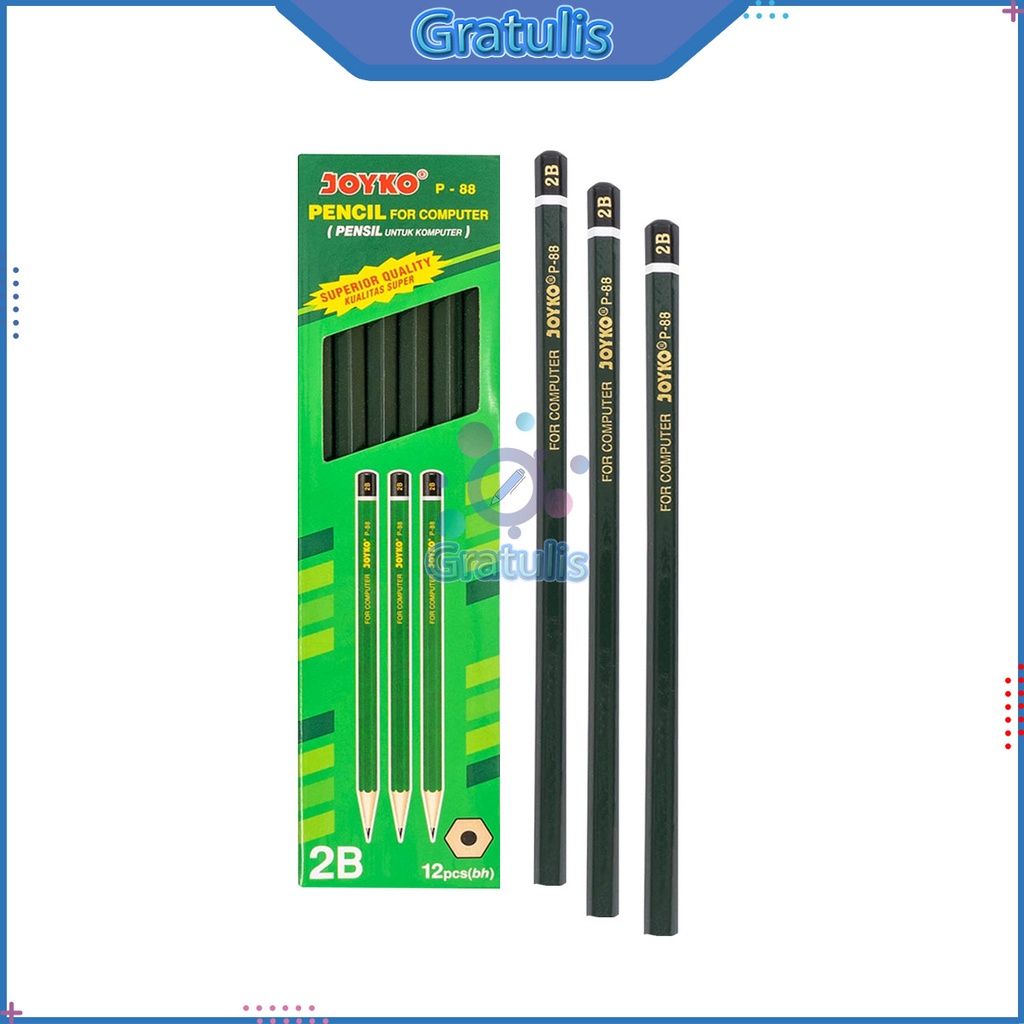 

PINSIL 2B JOYKO [P-88/12 PCS] / PENSIL TULIS UJIAN / PENGSIL ALAT TULIS UJIAN KOMPUTER / PENCIL GAMBAR /