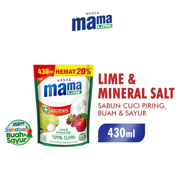 Mama Lime Sabun Cuci Piring Mineral Salt Pouch 400 ml x3