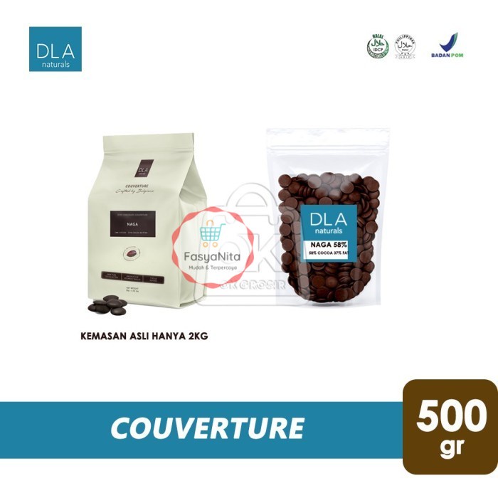 

Dark Chocolate Couverture DLA Natural / Dark Coklat (500 gr) - NAGA500g+ICEGEL - FasyAnita Mart Denpasar