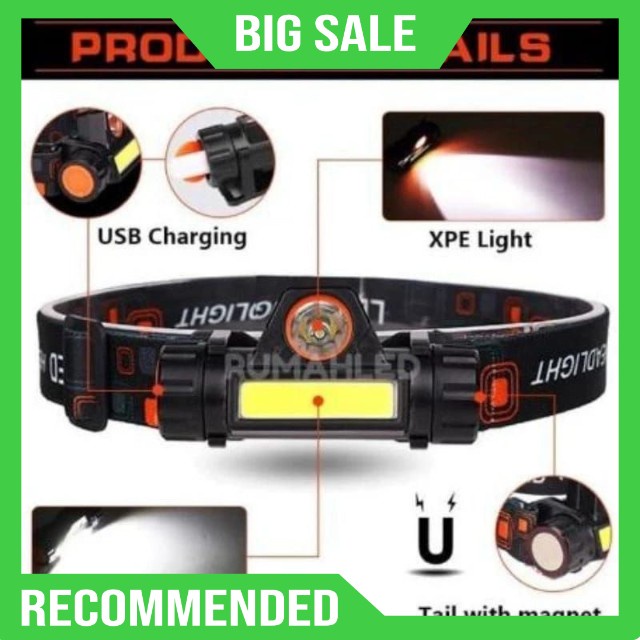 𝑷𝑹𝑶𝑴𝑶 Senter Kepala LED Dengan Baterai Tahan lama- LED Head