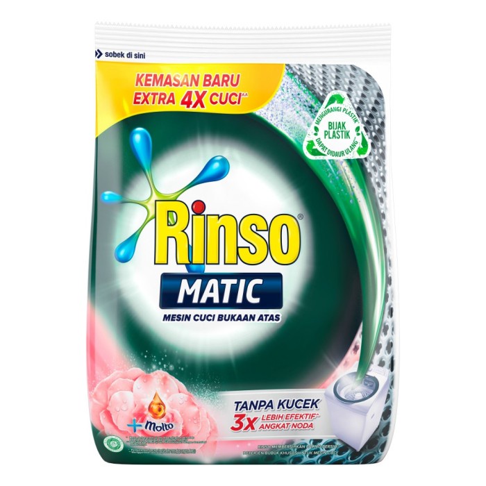 

Rinso Matic Deterjen Bubuk Bukaan Atas [800 gr]