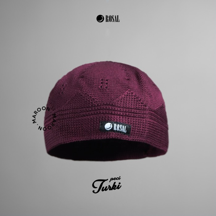 Promo- Peci Turki - Peci Rajut Turki Rosal - Peci solat/sholat/shalat - Maroon -Sedia peci termurah 