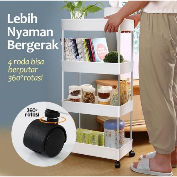 Rak Troli Plastik Rak Toilet Rak Kamar Mandi Rak Dapur Serbaguna Dengan Roda / Rak Dapur Rak Susun S
