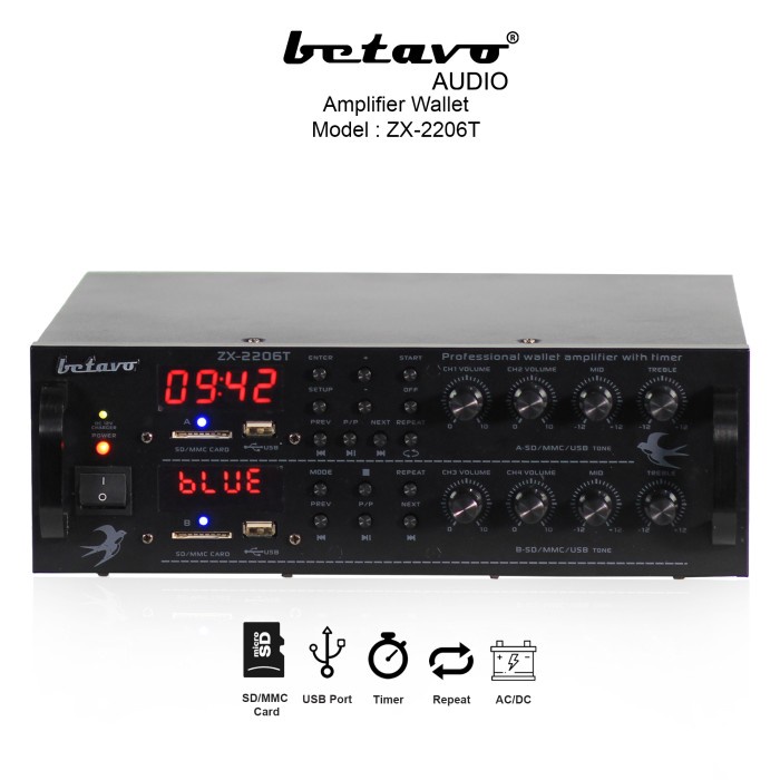AMPLI WALET BETAVO ZX 2206 T PROFESSIONAL AMPLIFIER BLUETOOTH
