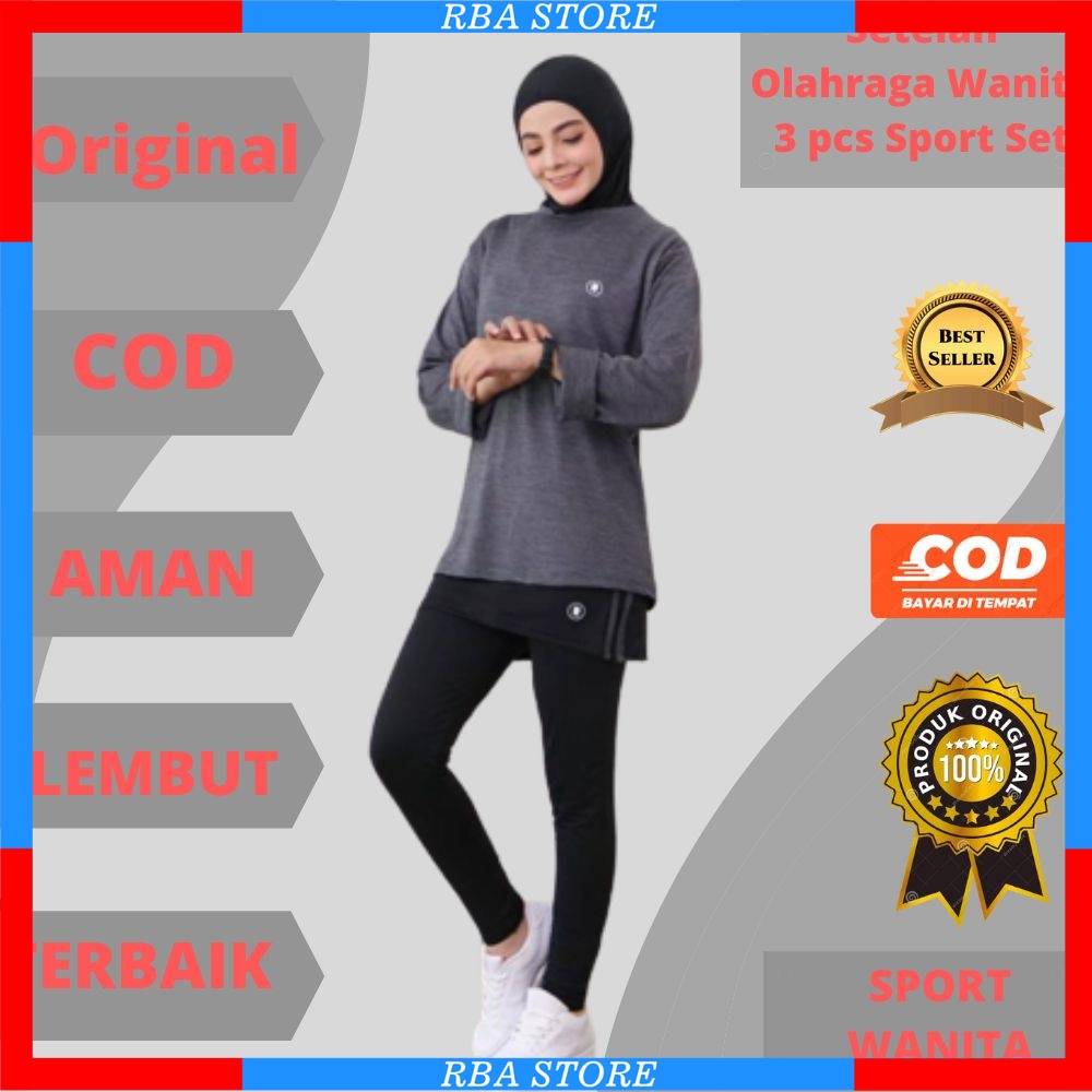 PROMO TERBAIK UNTUK ANDA // Setelan Set Baju Sport Olahraga Wanita Hijab Muslim Muslimah Kekinian 3 