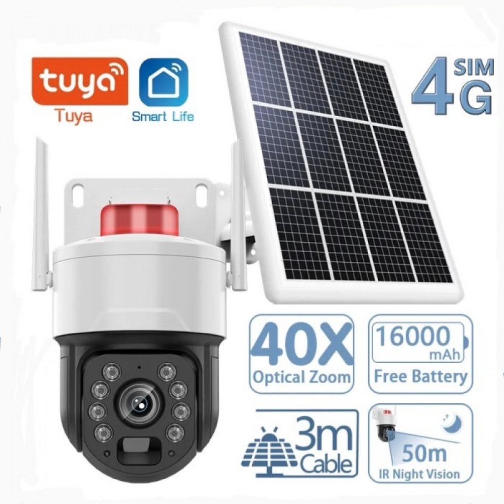 CCTV 4G Simcard solar panel 40x Zoom Optical 16000mah