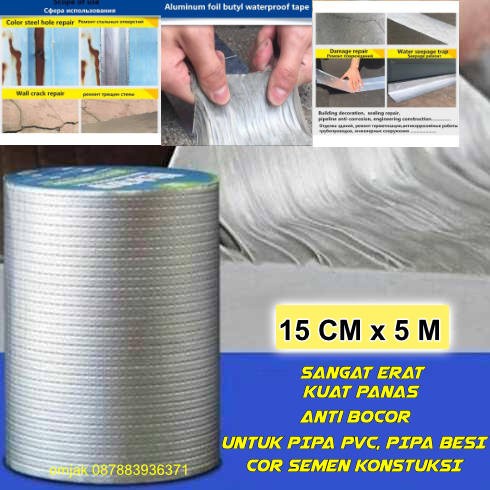 

DISKON UMKM/ Lakban Aluminum Foil tape Waterproof atap besi super kuat 15cm x 5m