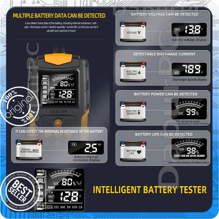 FOXSUR FBT-200 Tester Aki LIFE Detector System 3AH-200AH with LCD