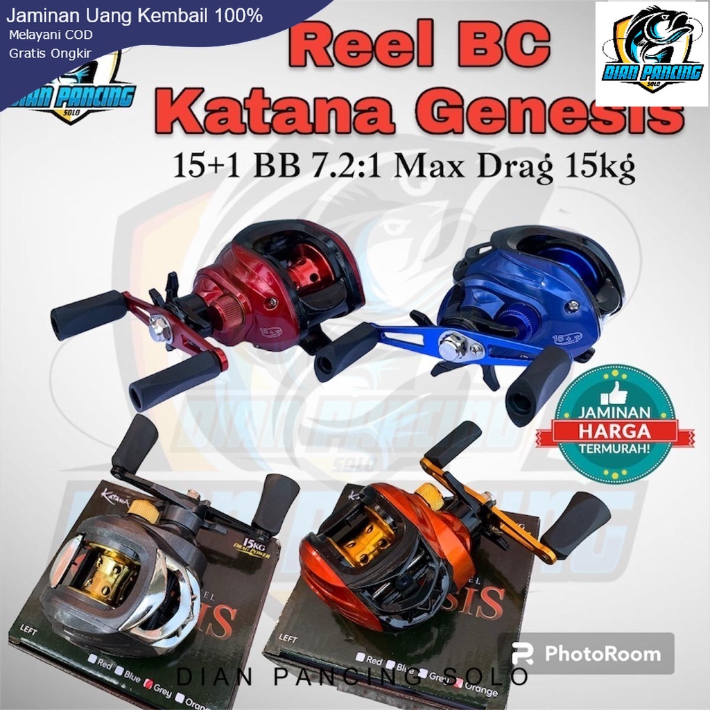 Reel BC Katana Genesis 15+1 BB 7.2:1 Max Drag 15kg Bahan Spull Metal