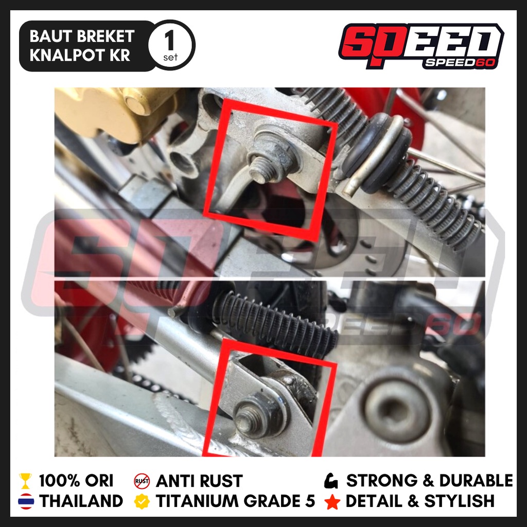 Baut Mur Breket Knalpot Kawasaki Ninja R RR Baut Titanium Grade 5 Probolt Thailand King Nut