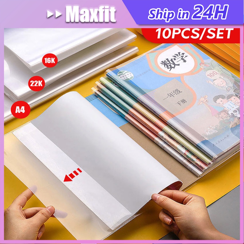 

10 Lembar Sampul Buku Plastik A4 16K 22K Self Adhesive Film Pelindung Buku Transparan Book Cover Waterproof