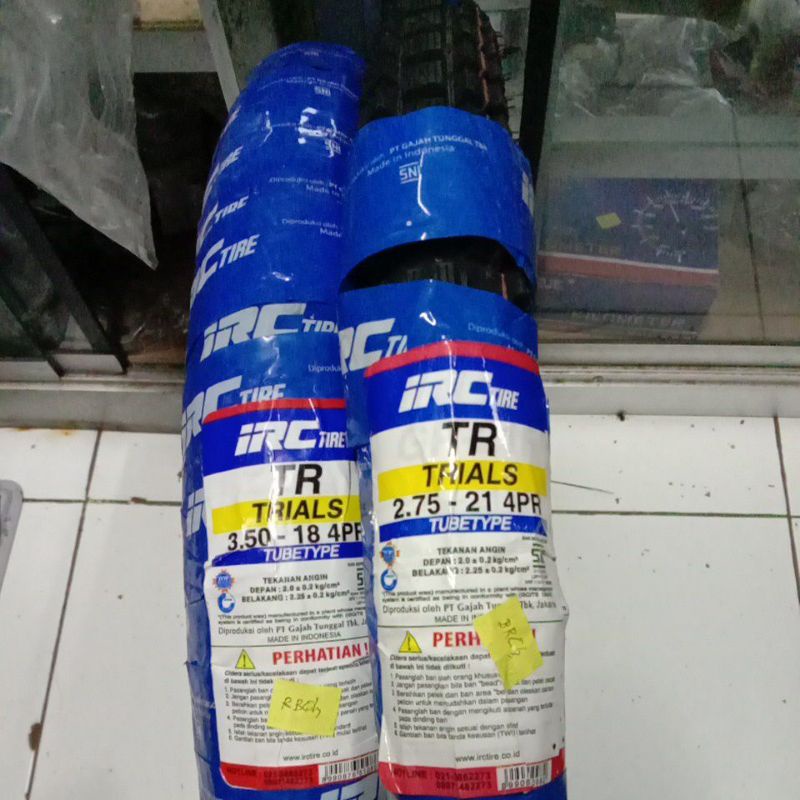Paket Sepasang Ban IRC TR TRIALS 2.75-21 + 3.50-18 Ban Set Luar Motor Trial Tril Trill Trail 275 350