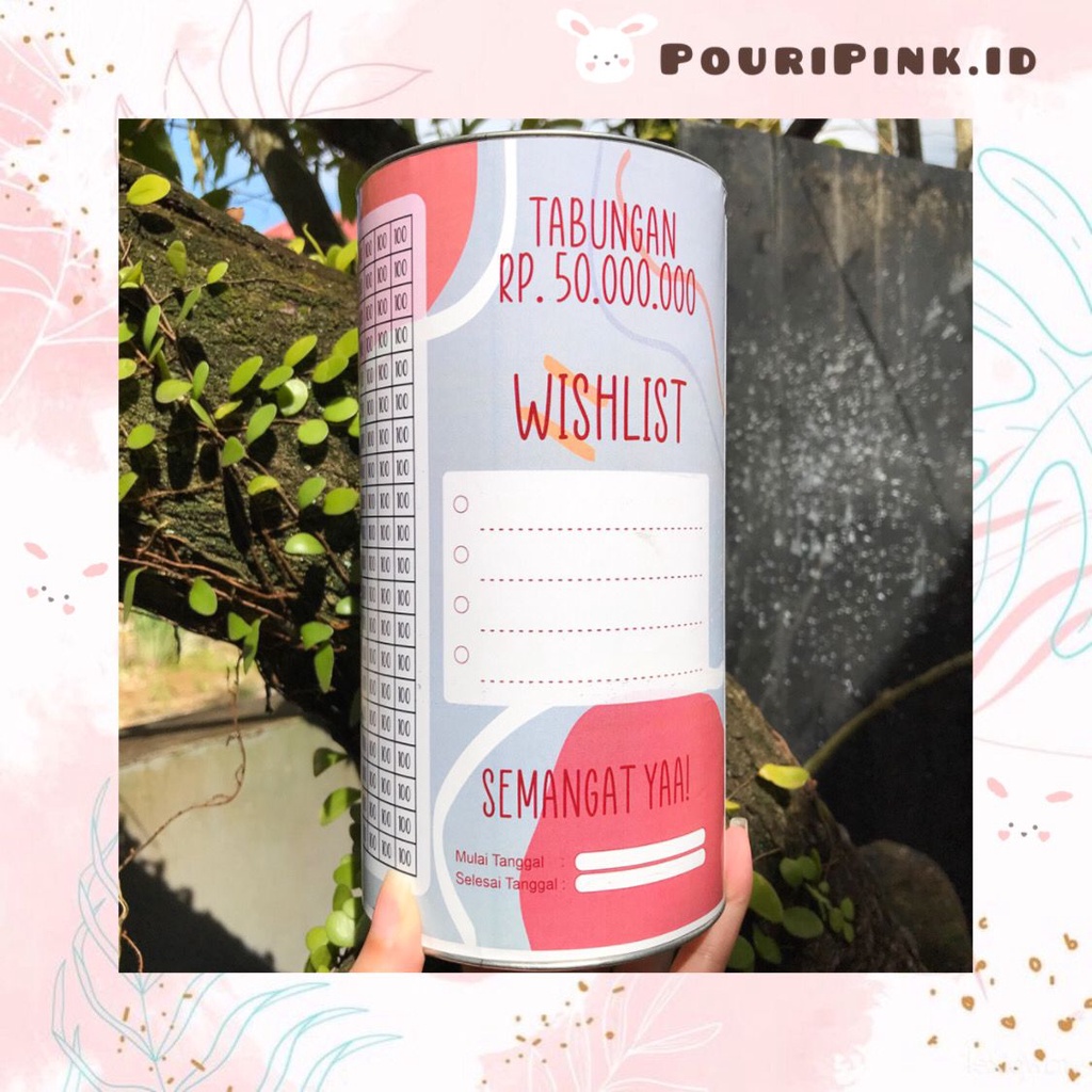 GRATIS PULPEN Celengan Besar Ukuran 20x10cm Target Viral 10-50jt Pecahan 50-100rb Kaleng Premium Buk