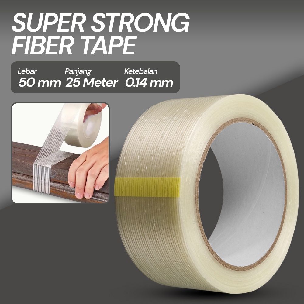 

Lakban Super Strong Grid Fiber Tape 25M 50 mm - GF25M - White