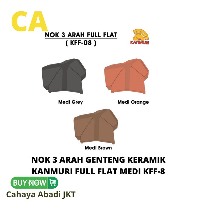 NOK 3 ARAH GENTENG KERAMIK KANMURI FULL FLAT MEDI KFF-8