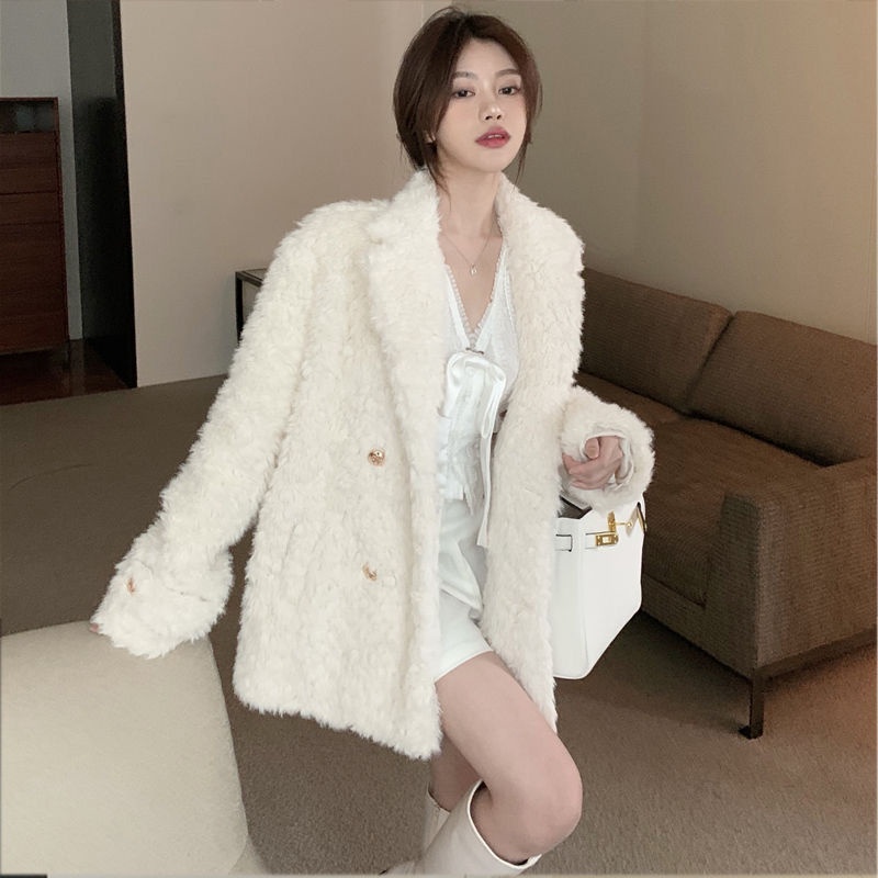 Plush fur coat for women, loose fitting, high-end, fragrant, and imitation lamb fur coat, thickened