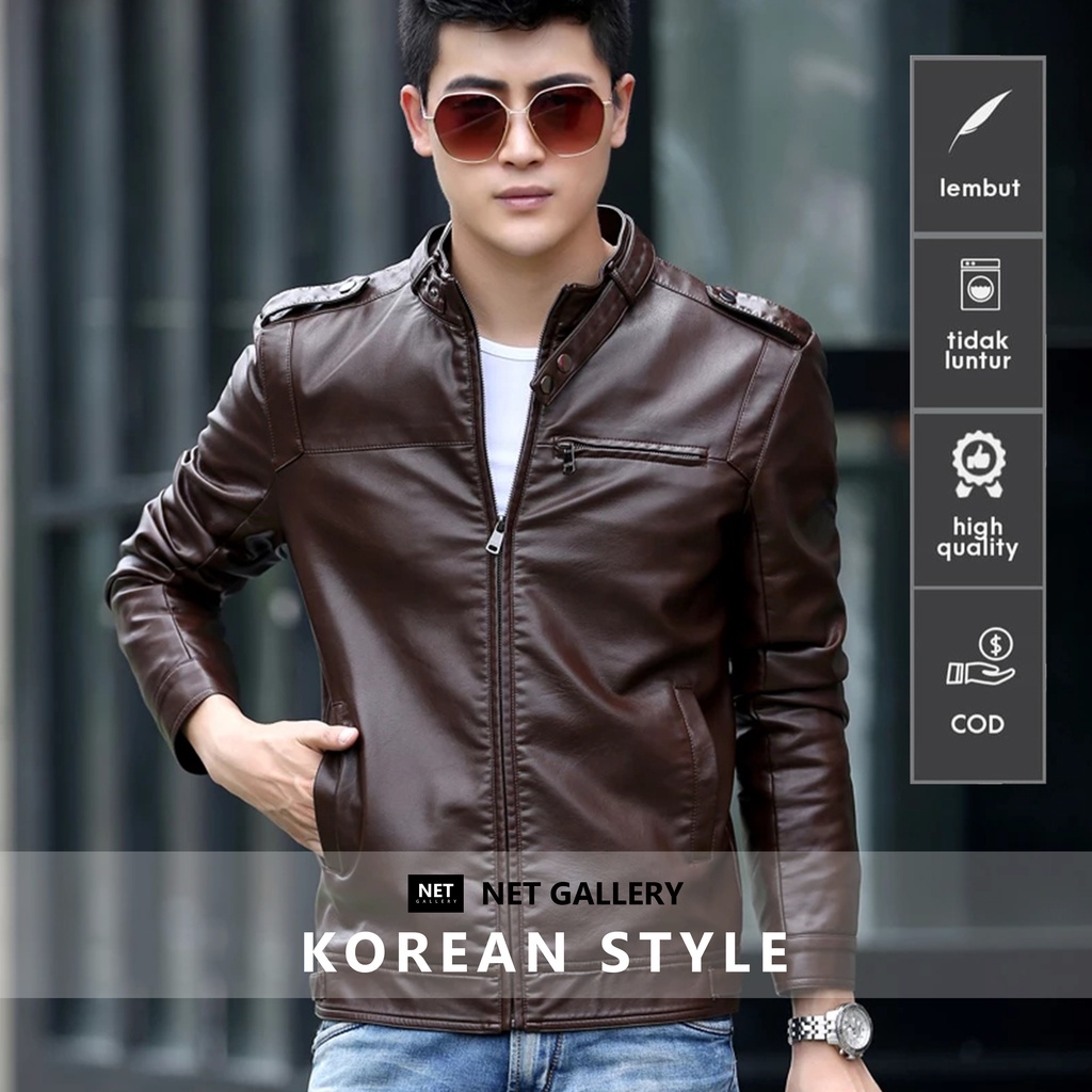 Jaket Kulit pria exclusive Original 100% sintetis import kualitas premium