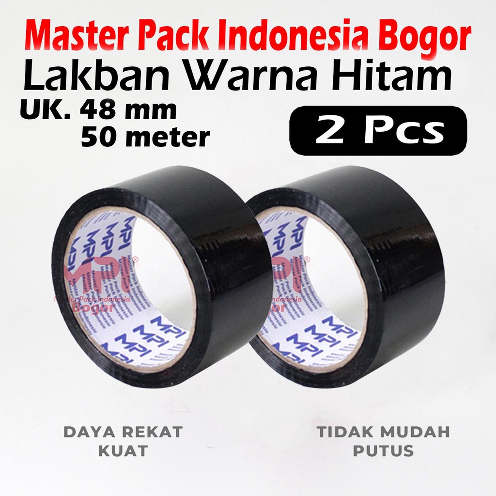 

2 PCS - Lakban MPI Warna Hitam 48 mm x 50 Meter - Lakban Warna Master Pack Indonesia Bogor