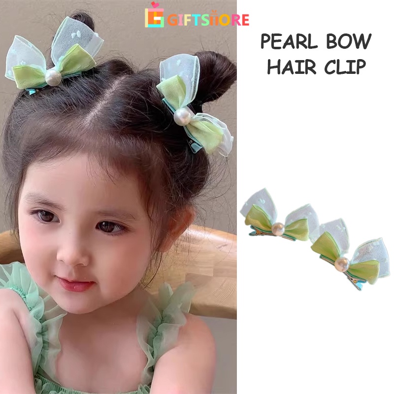 

COD✨Jepit Rambut Busur， Tiga Dimensi Mutiara， Hiasan Kepala Telinga Kelinci， Jepit Rambut Anak Seersucker Kecil SegarGS