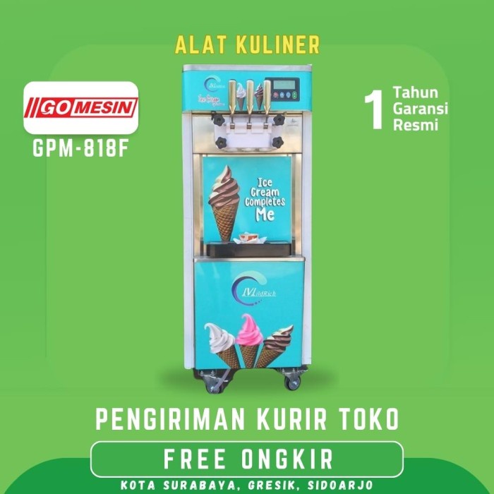 Mesin Es Krim Mesin Soft Ice Cream Pembuat Es Krim 3 Tuas Gomesin GPM-818F