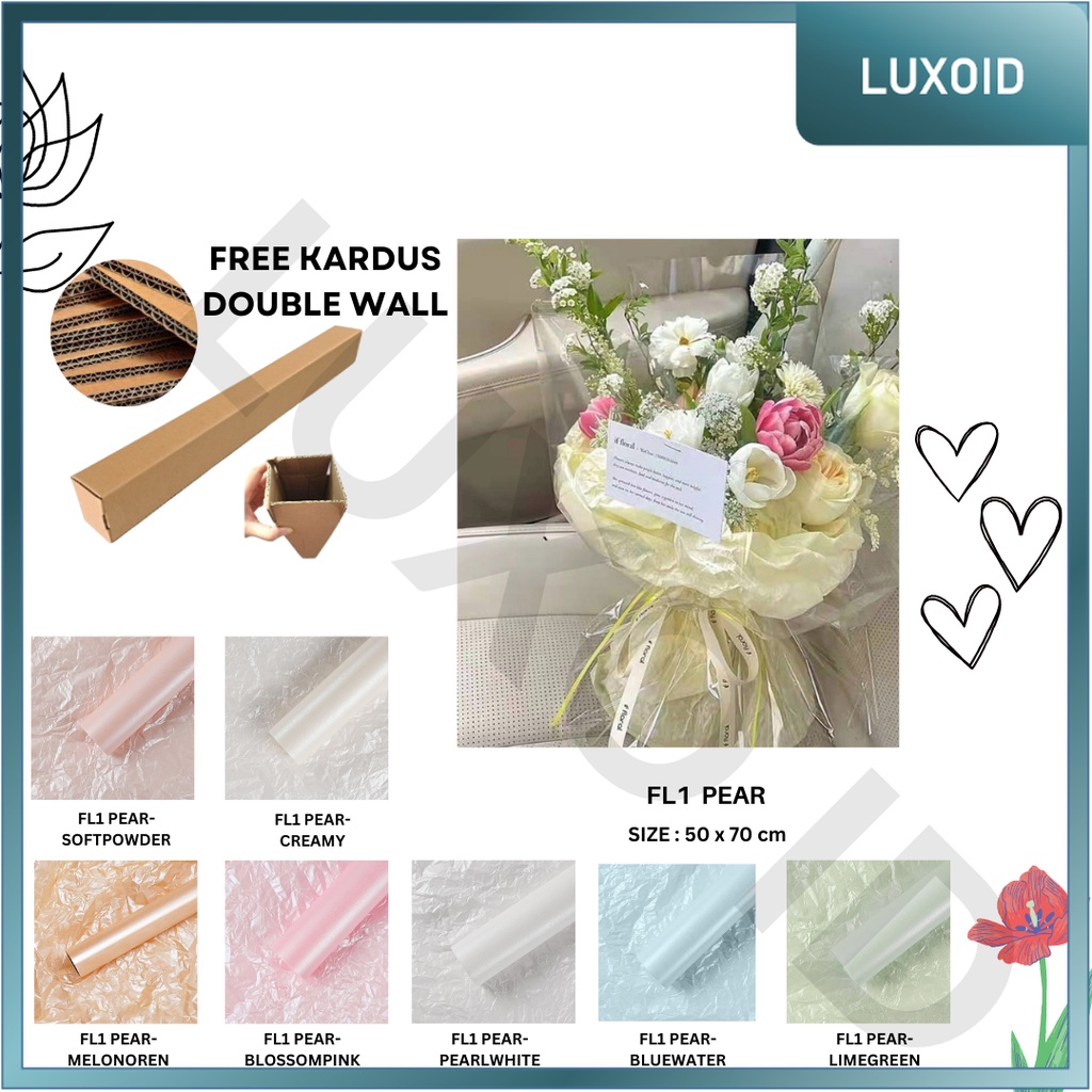 

LUXOID - (5 LEMBAR) - FL1 PEARLESCENT Kertas Bunga Buket Waterproof Color / Kertas Buket Bunga Florist Cellophane