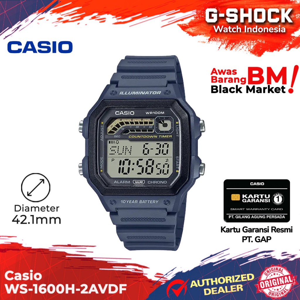 (COD) Casio General WS-1600H-2AVDF WS-1600H WS-1600 WS1600H WS 1600H