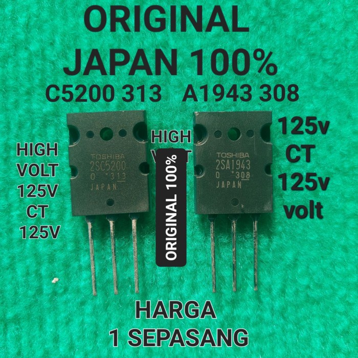 C5200 A1943 lot 313 308 100% ORIGINAL JAPAN JEPANG 2SC C 5200  ORI