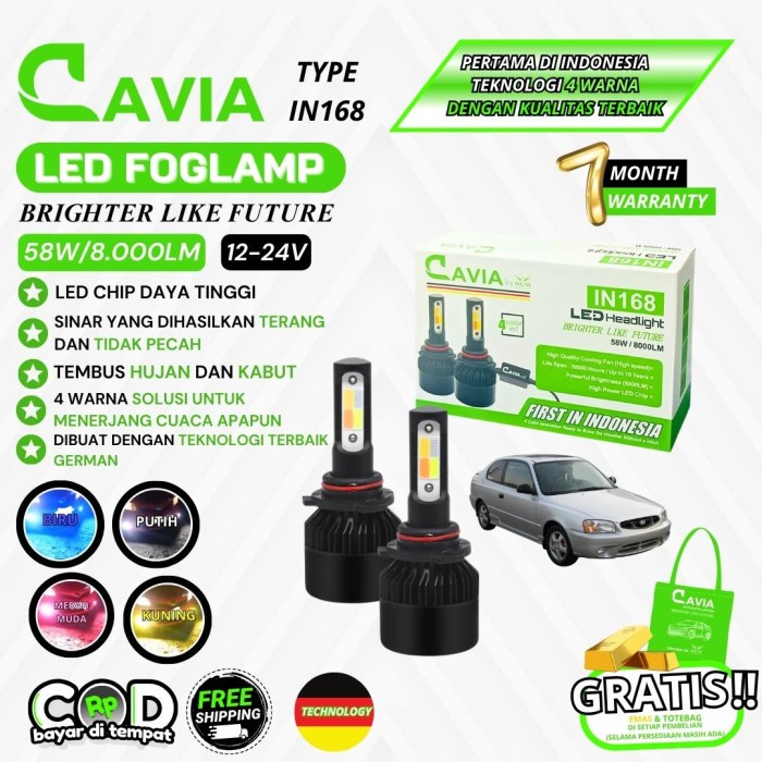 CAVIA-LAMPU LED FOGLAMP 4 WARNA HYUNDAI ACCENT TEMBUS KABUT & HUJAN
