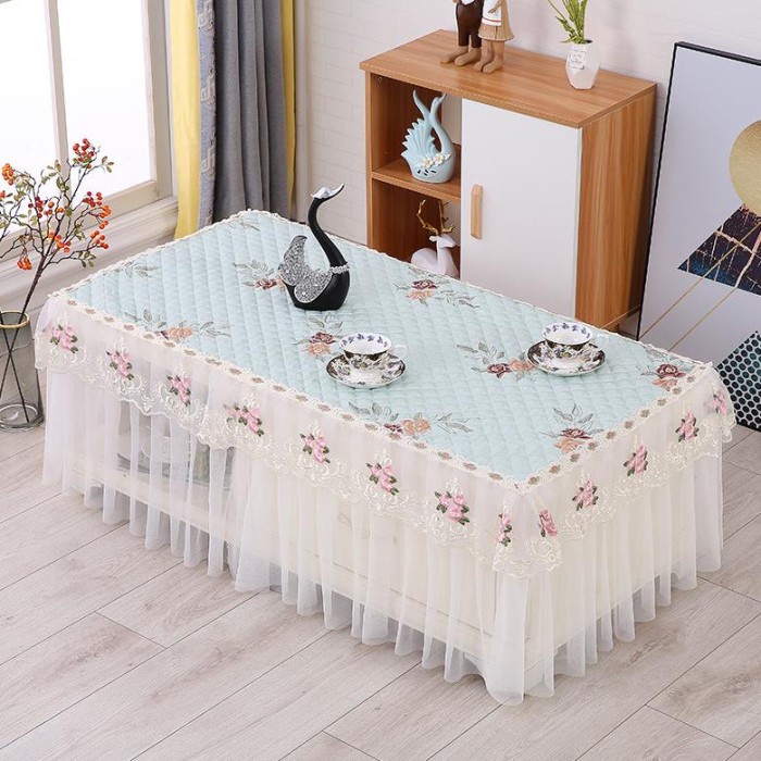 Taplak Meja Persegi Panjang - Rectangle Lace Tablecloth Table Runner - - HIJAU BUNGA