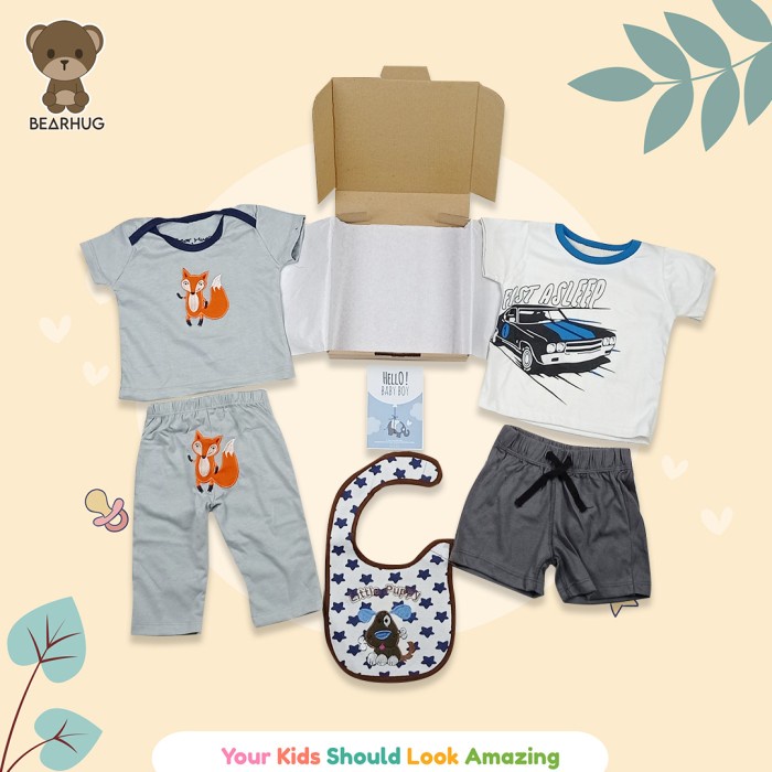 

PROMO [[ BEST SELLER ]] Bearhug Hampers Gift Set Baby Boy Random Motif Lucu Pilihan 3-6M - 3/6M, Random