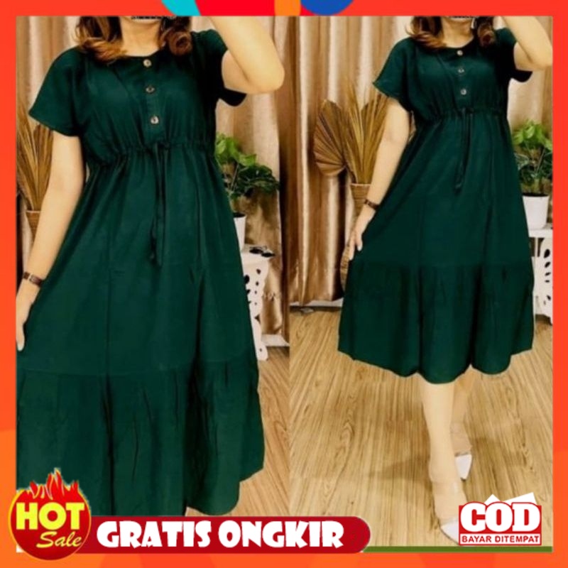 KAIN ADEM HALUS TEBAL / DRES ANDIN MOTIF KOPI/DRES LENGAN PENDEK/DRES TALI PINGGANG
