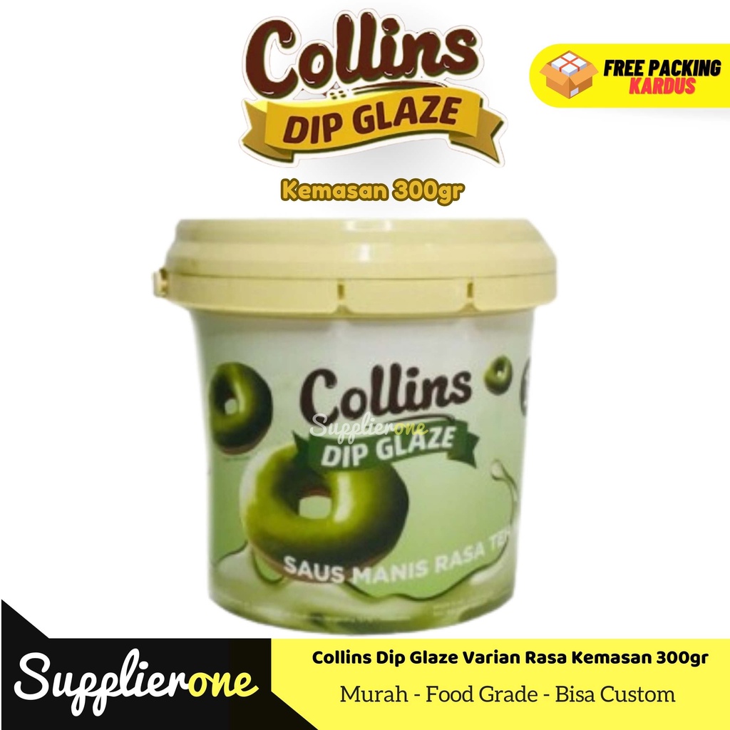 

Collins Dip Glaze Greentea 300g / Dip Glaze / Dip Glaze Collins / Toping Donat / Toping Es kulkul /Toping Roti bakar / Toping Kue