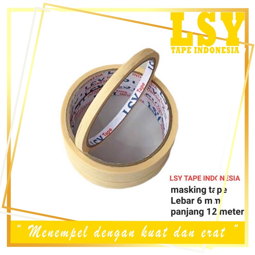 

LSY Masking Tape 6mm x 12meter Full | Lakban Kertas Perekat Serbaguna