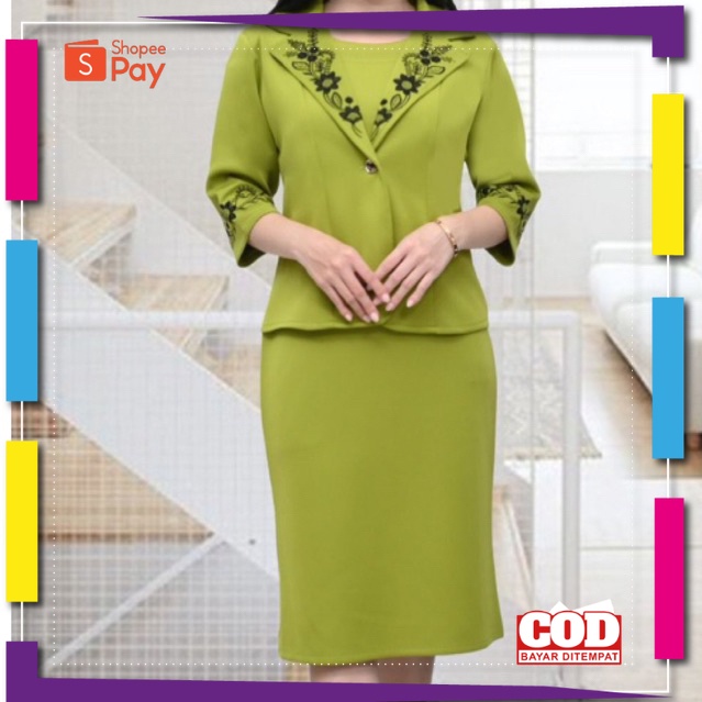 PREMIUM KOREAN STYLE / READY STOCK SET BLAZER WANITA / STELAN SCUBA BORDIR TERBARU / SET DRESS DAN B